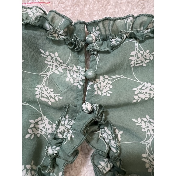 Aura Ruffled Floral Green Dress (NWT) - Picture 14 of 14